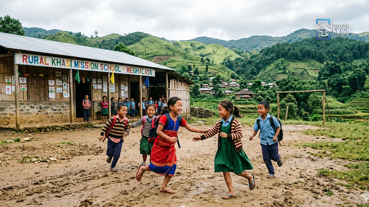 school and missionaries transformed village