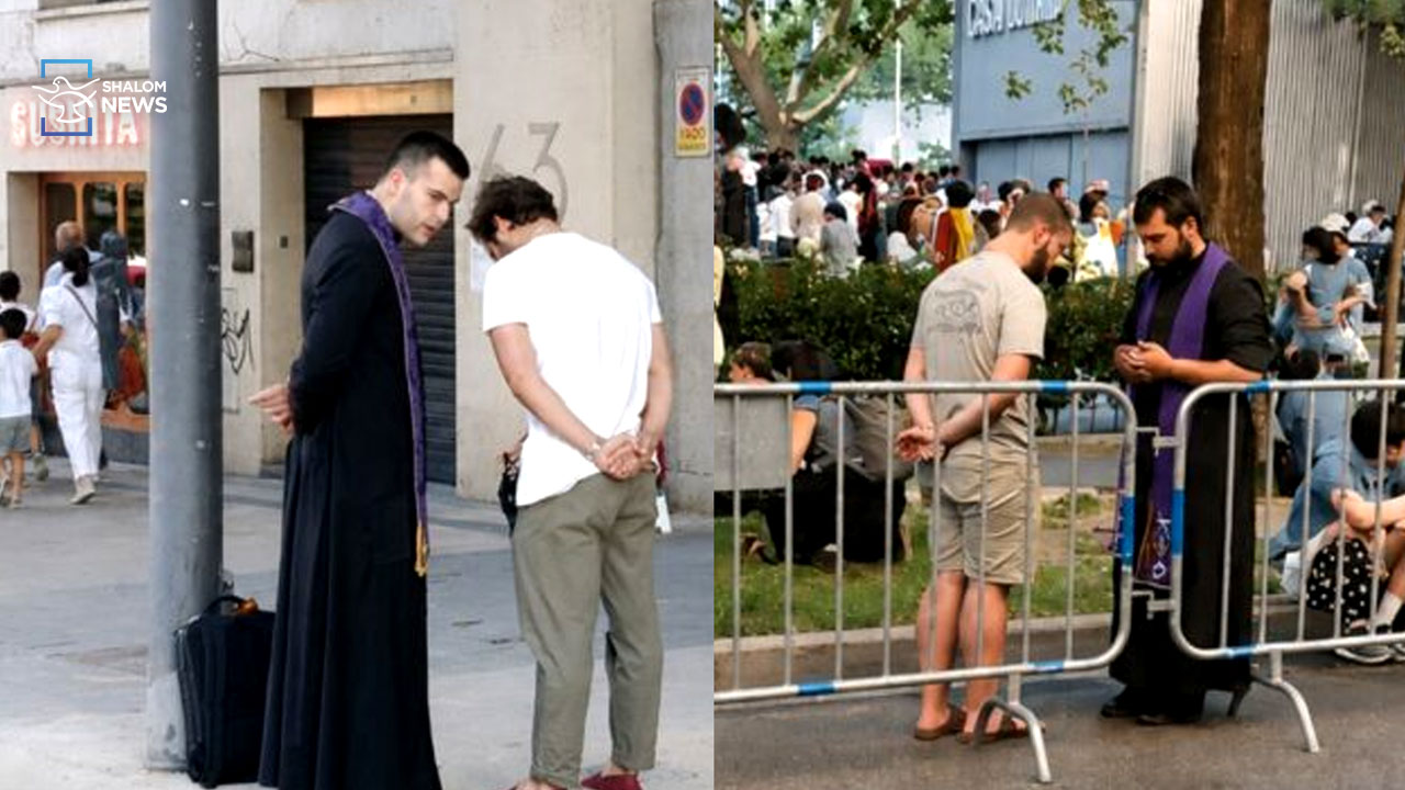 Young priests hear confessions on Madrid streets